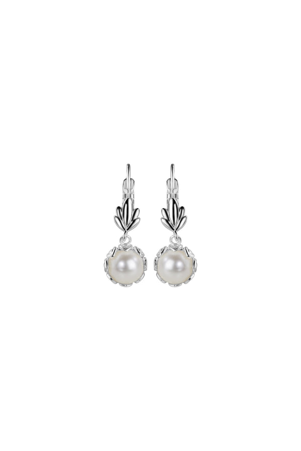 carraig donn Pearl Leaf Drop Earrings