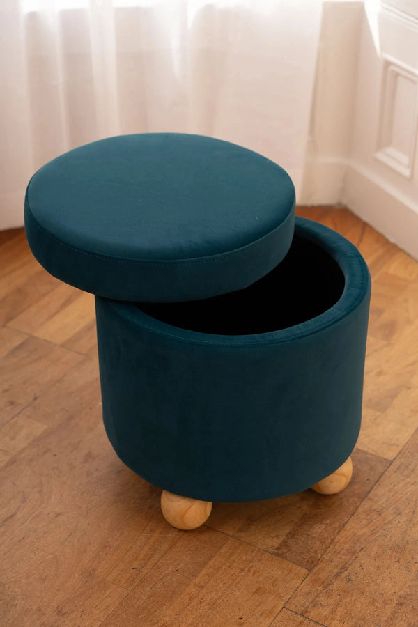 carraig donn Petrol Blue Velvet Storage Stool