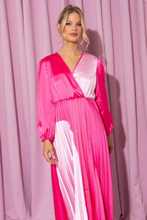 Carraig Donn Phoebe Pink Long Sleeve Midi Dress