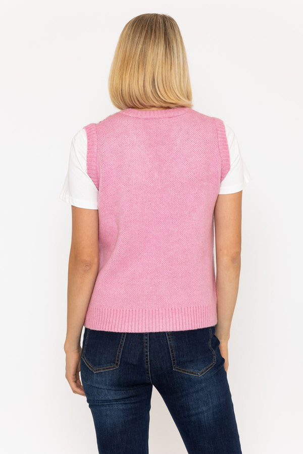 Carraig Donn Pink Argyle Knit Vest