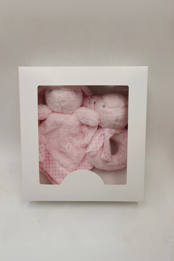 Carraig Donn Pink Bunny Comforter & Rattle Gift Box