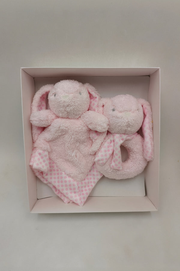 carraig donn Pink Bunny Comforter & Rattle Gift Box