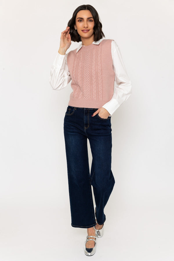 Carraig Donn Pink Cable Knitted Vest