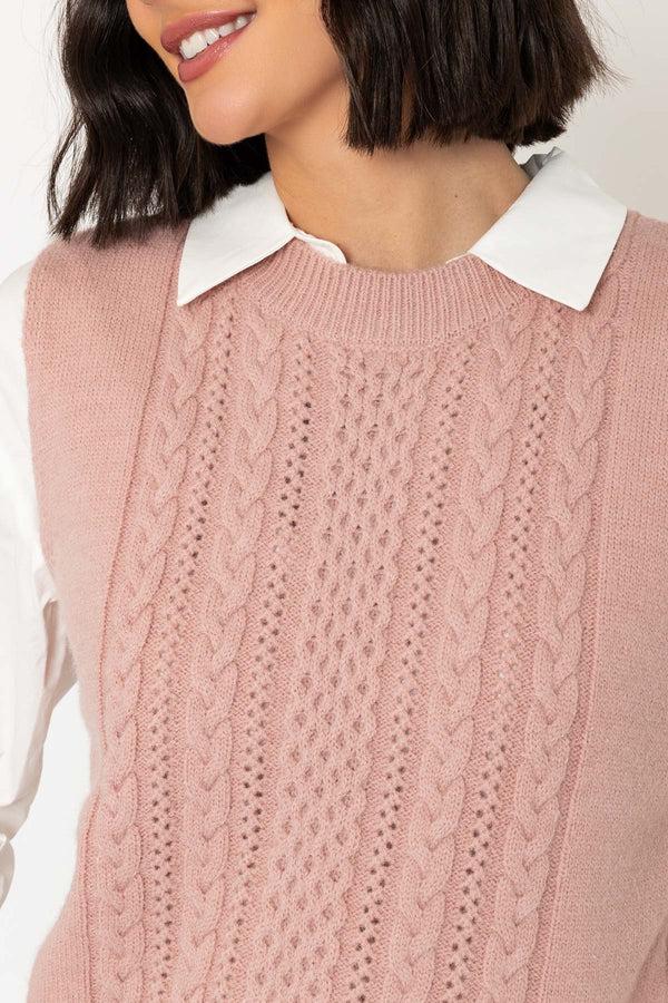 Carraig Donn Pink Cable Knitted Vest