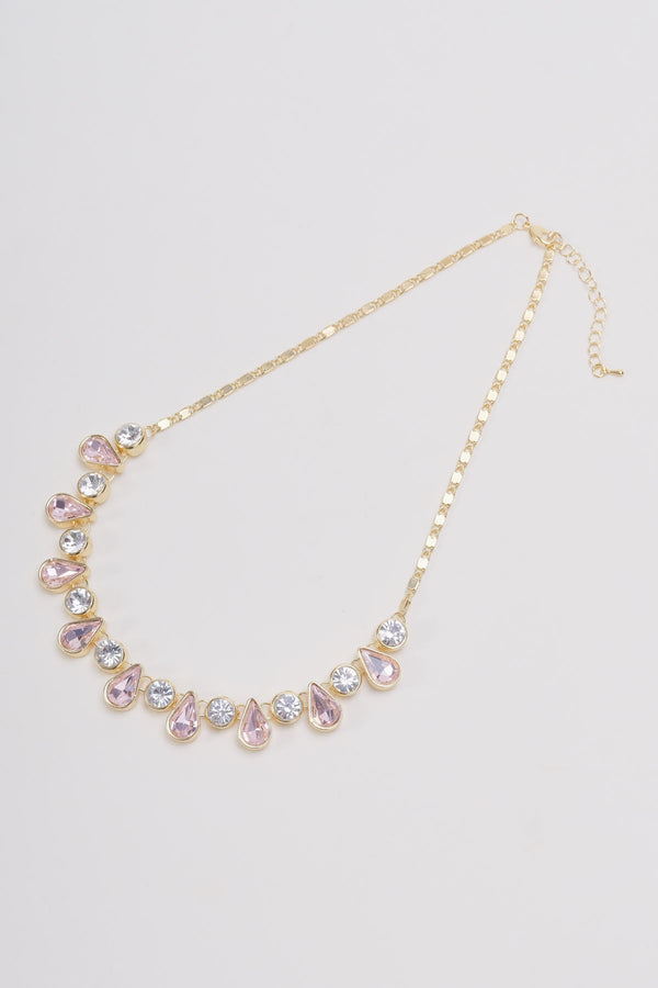 carraig donn Pink & Clear Stone Gold Necklace