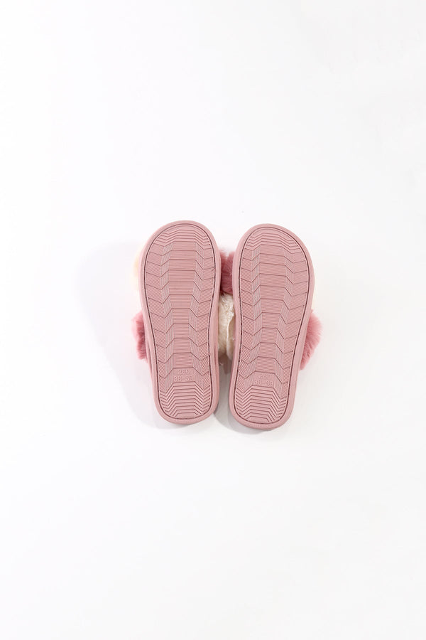 Carraig Donn Pink Contrast Faux Fur Mule Slipper