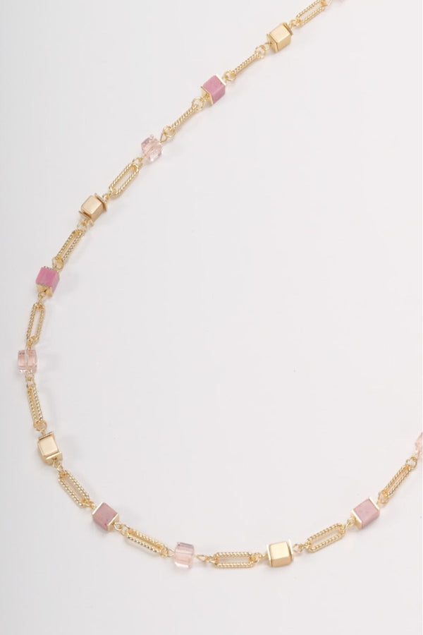 Carraig Donn Pink Cube Beaded Long Necklace