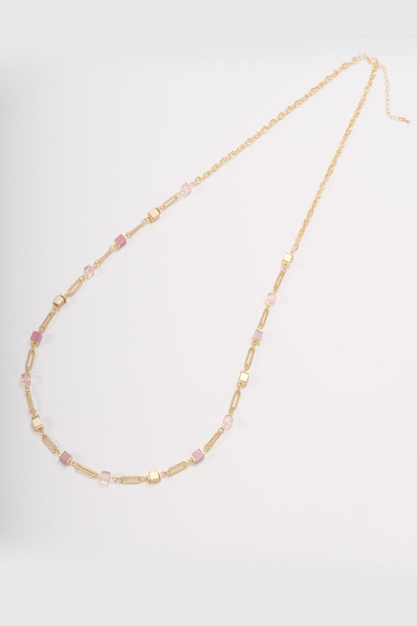 carraig donn Pink Cube Beaded Long Necklace