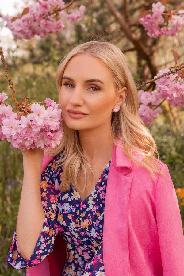 Carraig Donn Pink Diamante Stud Earrings