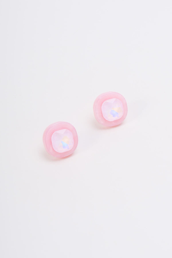 carraig donn Pink Diamante Stud Earrings