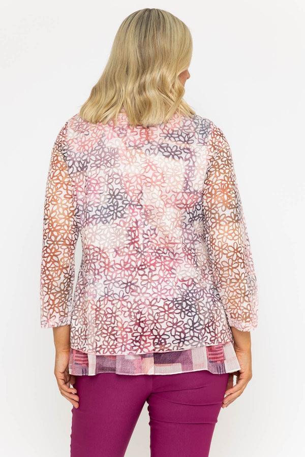 Carraig Donn Pink Dovore Printed 3/4 Sleeve Top