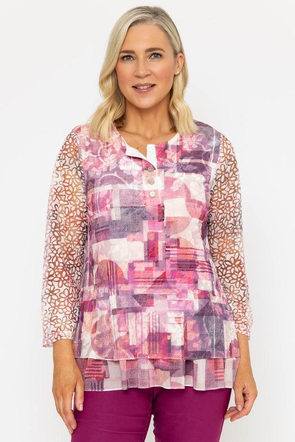 carraig donn Pink Dovore Printed 3/4 Sleeve Top