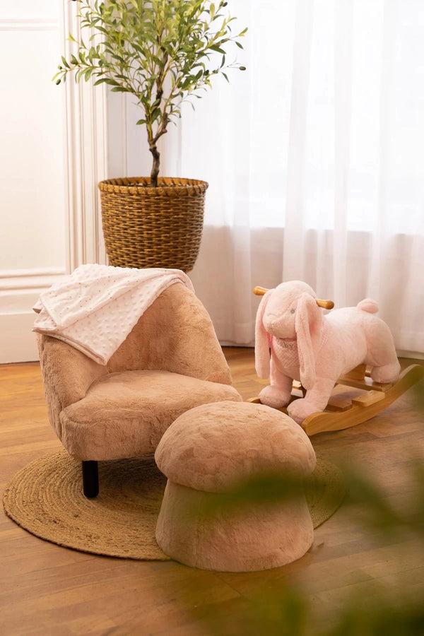 Carraig Donn Pink Faux Fur Mushroom Stool
