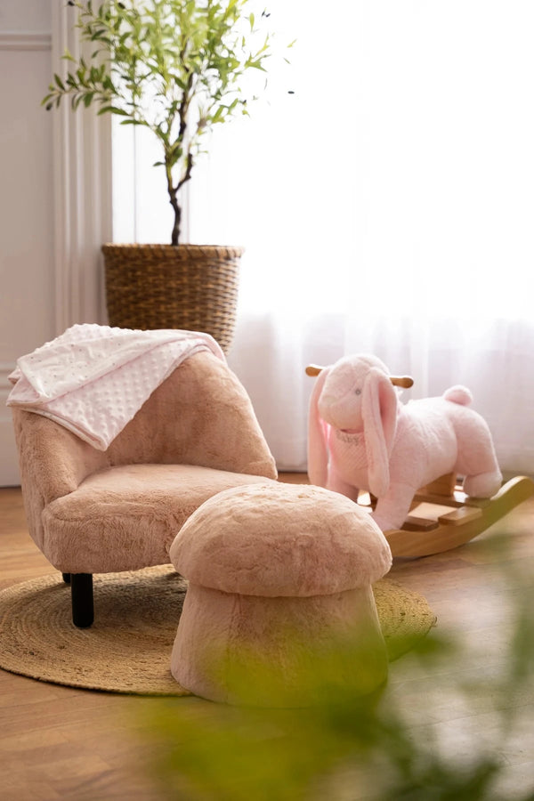 Carraig Donn Pink Faux Fur Mushroom Stool