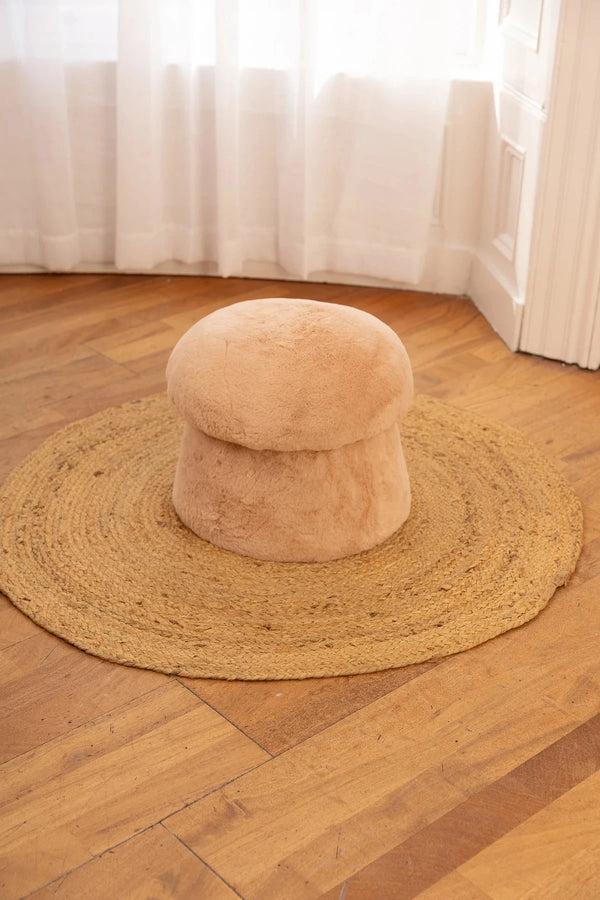 carraig donn Pink Faux Fur Mushroom Stool