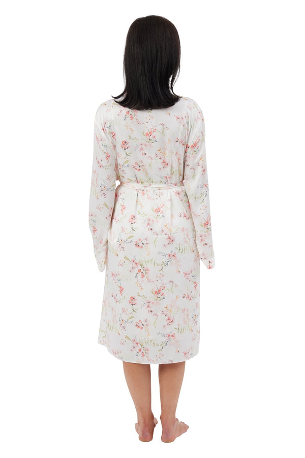 Carraig Donn Pink Floral Watercolour Satin Robe
