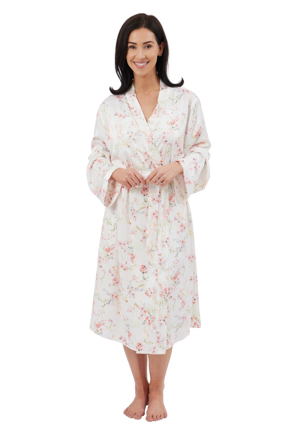 carraig donn Pink Floral Watercolour Satin Robe