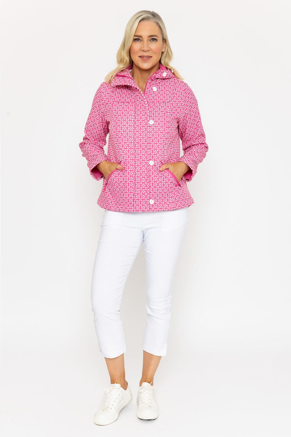 Carraig Donn Pink Geo Print Bonded Short Jacket