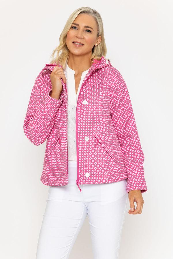 carraig donn Pink Geo Print Bonded Short Jacket
