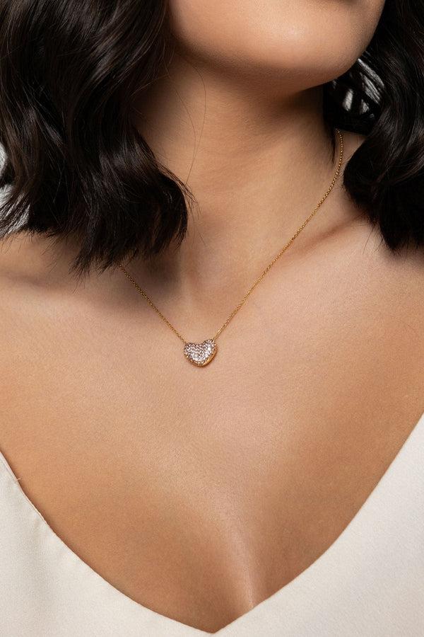 carraig donn Pink Heart Gold Necklace