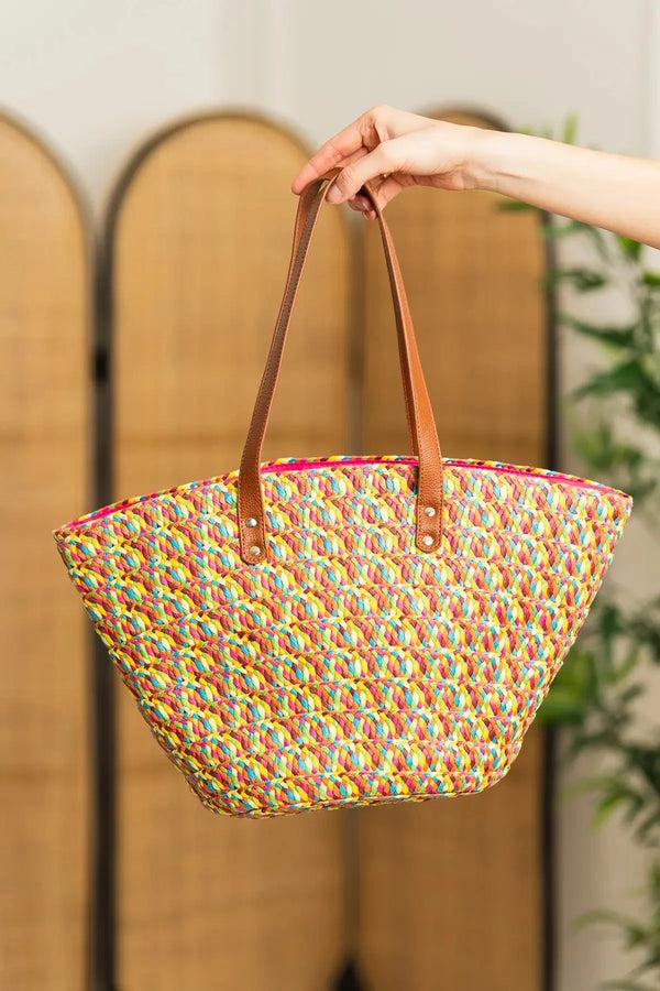 Carraig Donn Pink Multicolour Straw Tote Bag