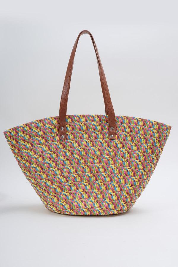 Carraig Donn Pink Multicolour Straw Tote Bag