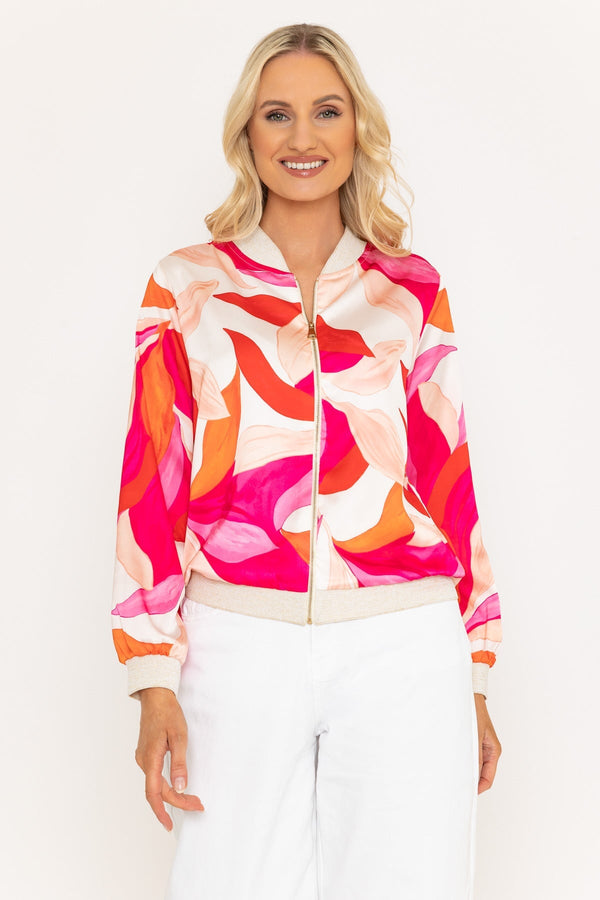 Carraig Donn Pink & Orange Printed Bomber Jacket
