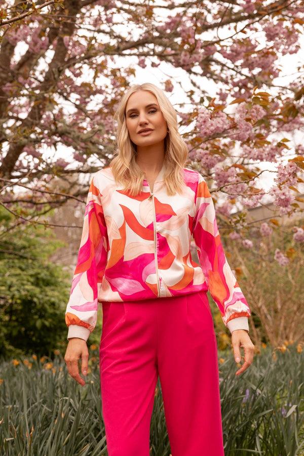 carraig donn Pink & Orange Printed Bomber Jacket