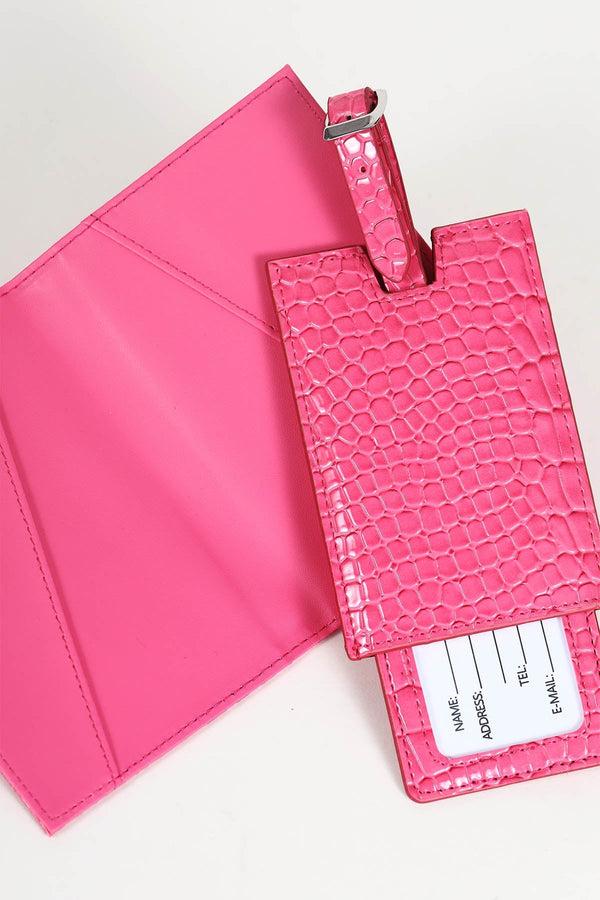 Carraig Donn Pink Passport Holder & Luggage Tag Set