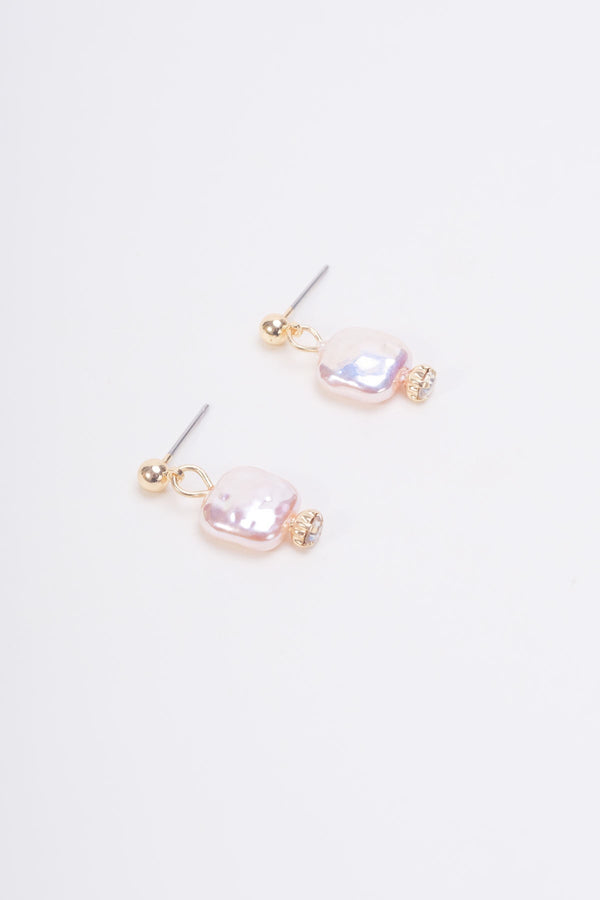Carraig Donn Pink Pearl & Diamante Drop Earrings