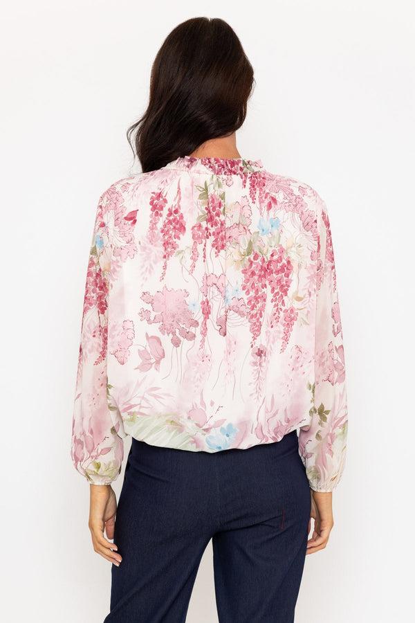 Carraig Donn Pink Print High Neck Long Sleeve Top