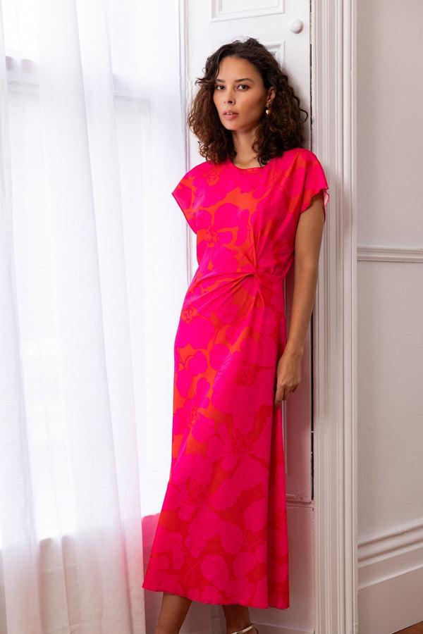 carraig donn Pink & Red Grainne Midi Dress
