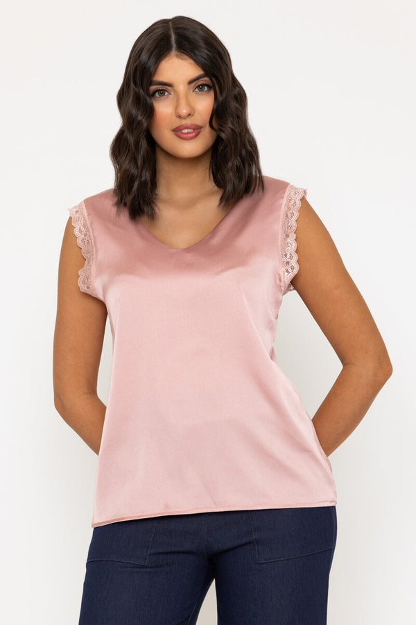 carraig donn Pink Sateen Sleeveless Cami Top