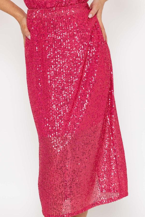 Carraig Donn Pink Sequin Midi Skirt