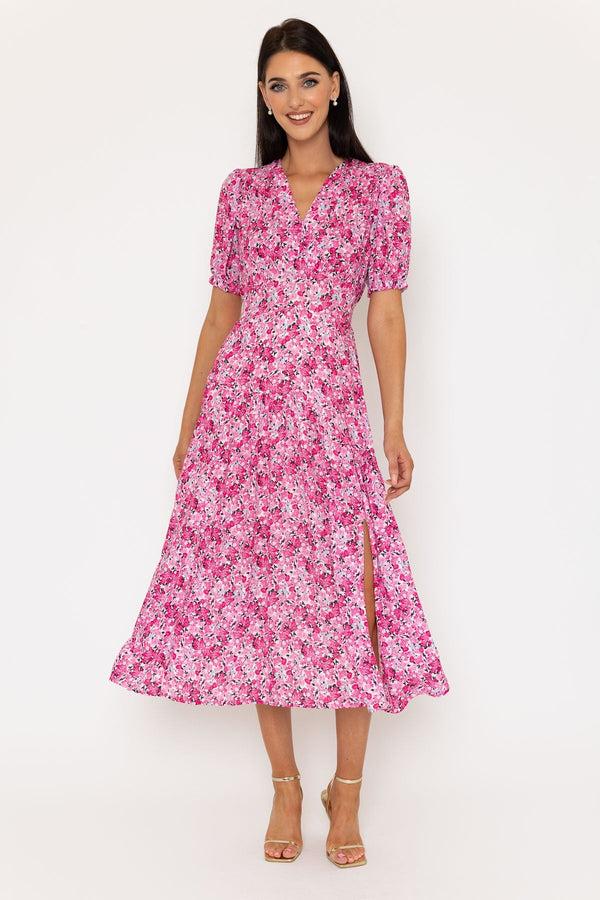carraig donn Pink Short Sleeve Siobhan Midi Dress