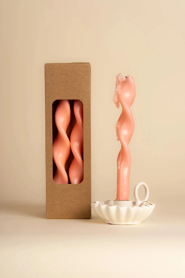 Carraig Donn Pink Spiral Dinner Candle Set Of 2