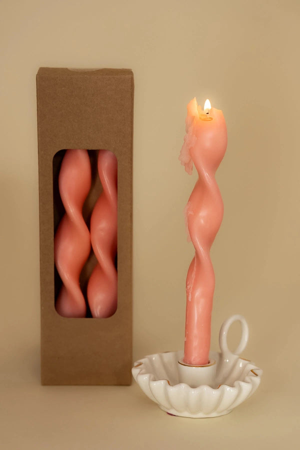 carraig donn Pink Spiral Dinner Candle Set Of 2