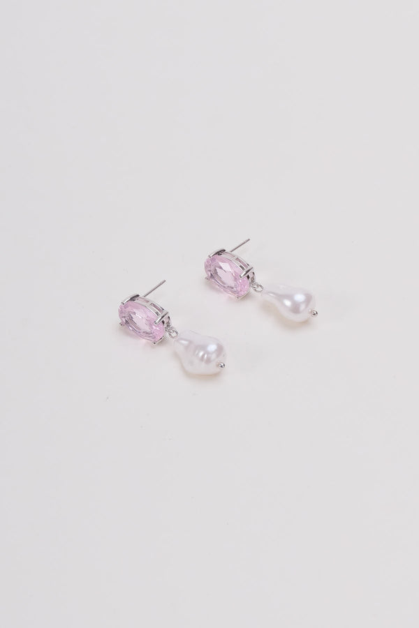 Carraig Donn Pink Stone & Pearl Drop Earrings