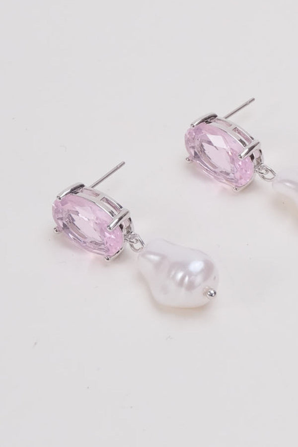 Carraig Donn Pink Stone & Pearl Drop Earrings