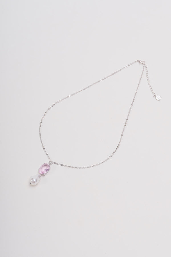 carraig donn Pink Stone & Pearl Pendant Necklace