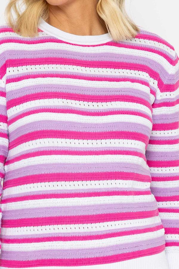Carraig Donn Pink Textured Stripe Jumper