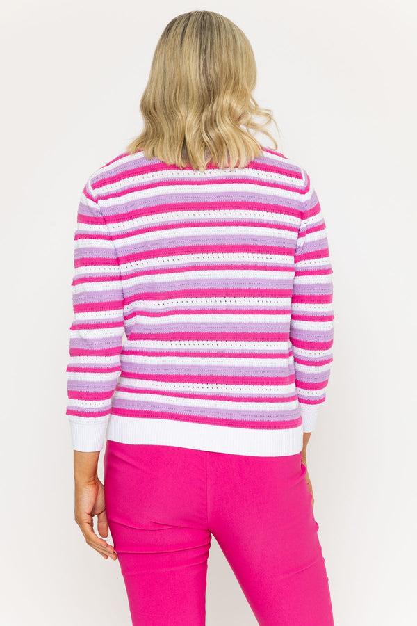 Carraig Donn Pink Textured Stripe Jumper