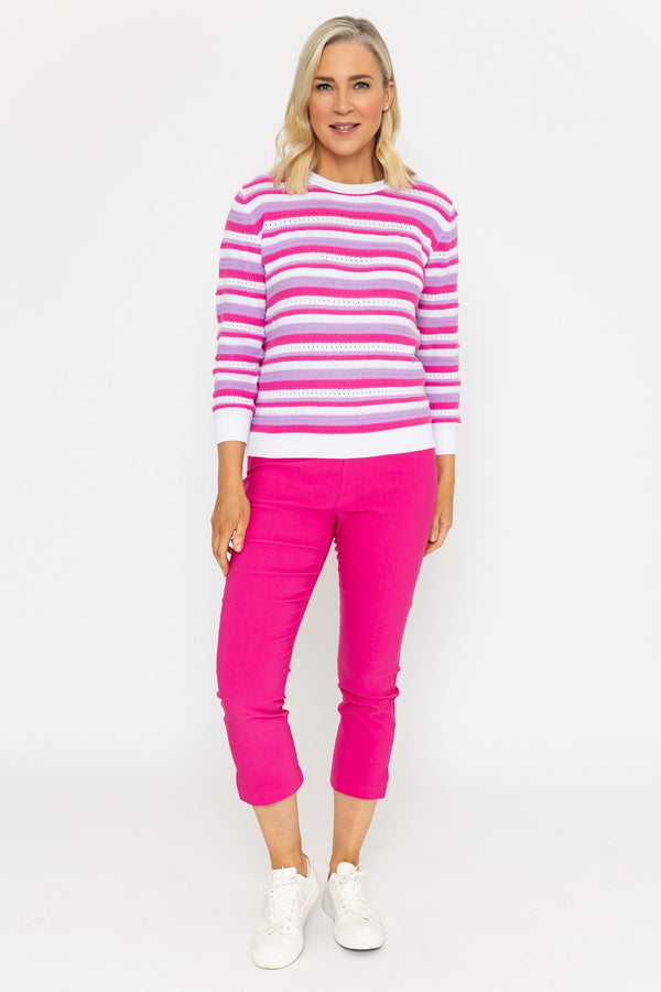 Carraig Donn Pink Textured Stripe Jumper