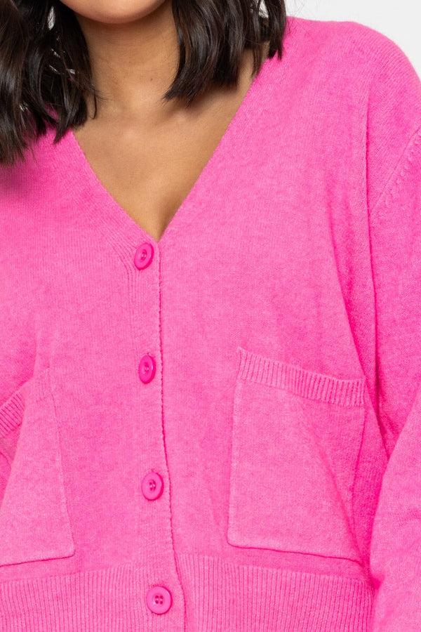 Carraig Donn Pink V-Neck Knitted Cardigan