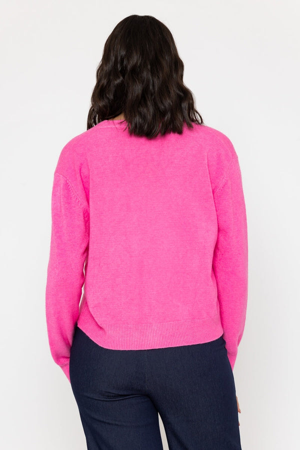 Carraig Donn Pink V-Neck Knitted Cardigan
