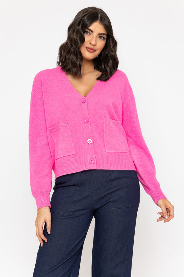 Carraig Donn Pink V-Neck Knitted Cardigan