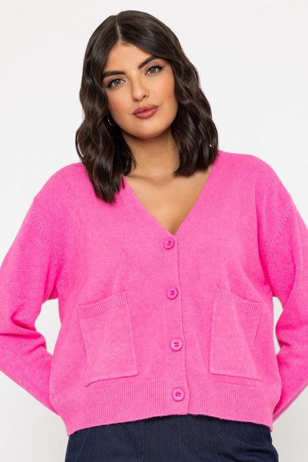carraig donn Pink V-Neck Knitted Cardigan