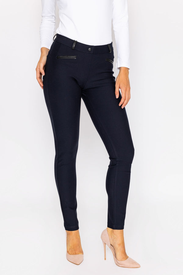 Carraig Donn Pleather Trim Jegging In Navy