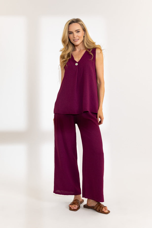 carraig donn Plum Purple Lisa Wide Leg Trousers