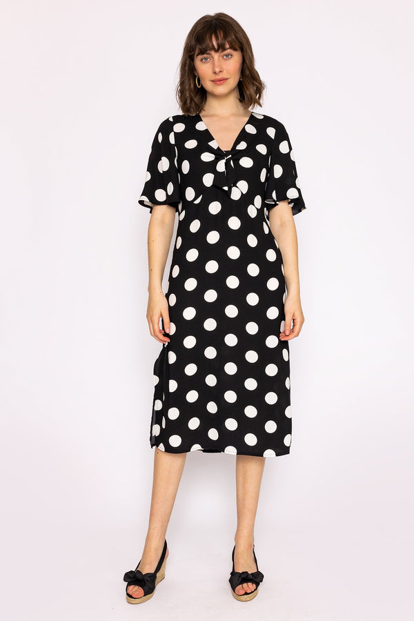 Carraig Donn Polka Dot Dress In Black